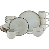 CreaTable Kombiservice Stone Town, Service 16-tlg. (16-tlg), 4 Personen, Steinzeug, Welt der Töpferei, Unregelmäßiger Vintage Rand