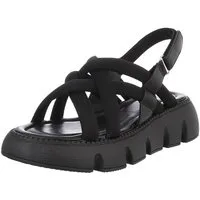 Ital-Design Moderne Sandalen mit Woven-Riemen für Damen Plateausandaletten (89929876) Keilabsatz/Wedge Keilsandaletten in Schwarz