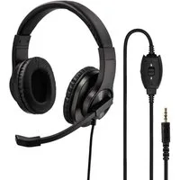 Hama Office Over-Ear Headset 3,5mm Stereo Schwarz PC-Headset (Mikrofon, PC Büro Kophörer Mikrofon Mikro Kopfbügel 2m Kabel Fernbedienung)