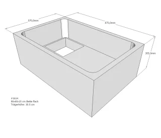 Neuesbad Wannenträger für Bette flach 60x90x15 SD22040