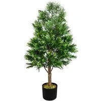 Kunstbaum Konifere Lebensbaum Kunstbaum Künstliche Pflanze mit Echtholz 90 cm Konifere, Decovego, Höhe 90 cm