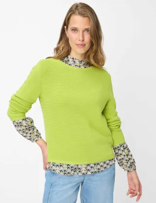 Brax Damen Strickpullover Style LESLEY moss pearl, hellgrün, Gr. 36