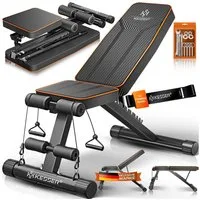 KESSER Hantelbank Multifunktionale Trainingsbank mit Rückenlehne 500kg Belastbarkeit, (Klappbare Verstellbare Mehrzweck-Hantelbank Flachbank zum Bankdrücken), Fitnessgerät Ganzkörpertraining Schrägbank für Fitness & Training