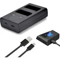 Trade-Shop 2in1 Set passend für Canon EOS 1300D 2000D 4000D Ladegerät + Kamera-Akku Li-Ion 850 mAh (7,2 V), Mit Micro-USB und USB-C