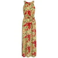 King Louie Maxikleid ? Maxi Kleid Damen ? florales Sommerkleid ? ärmelloses Kleid mit Binde