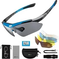 ROCKBROS Fahrradbrille Polarisierte Fahrradbrille mit 5 Wechselgläsern für Damen Herren