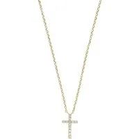 FAVS Collier FAVS Damen-Kette 375er Gelbgold 12 Zirkonia Kreuz
