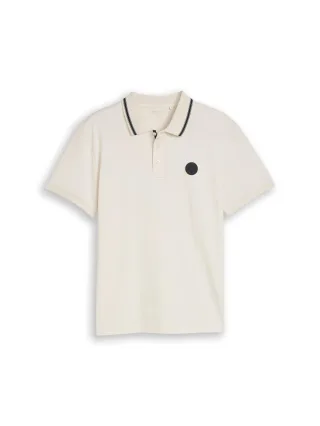 Tom Tailor - Jersey Poloshirt mit Logo-Badge gardenia white - Gr. - M
