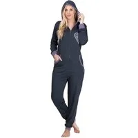 maluuna Hausanzug Jumpsuit, Onesie mit Bündchen an Arm- und Beinabschluss,100% Baumwolle