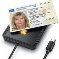 CSL Speicherkartenleser USB C, NFC, SmartCard Reader, SIM Kartenlesegerät, ISO 7816, ISO 14443, Mac OS, Windows 7–11, Personalausweis, Krankenkassenkarten, Bankkarten