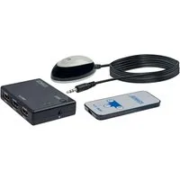 Schwaiger HDMI-Splitter 3in1 Auto HDMI Switch 4K Ultra HD UHD Full HD, Automatisch Verteiler Umschalter Splitter Fernbedienung IR-Empfänger