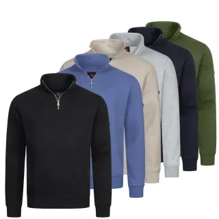 Höhenhorn Troiberg Herren Pullover 1/4 Zip Sweatshirt Troyer mit Kragen L Blau