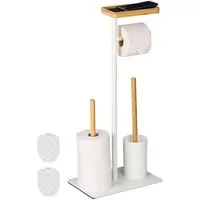 relaxdays WC-Garnitur mit Ablage Bambus & Metall