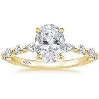 ROUGEMONT Solitärring Extravaganter Moissanit Ring Oval Cut Damen Ring 925 Silber 18k Gold