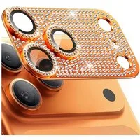 Wigento Handyhülle Für Apple iPhone 17 Pro Max Kamera Diamant Design Schutz Metall Orange, Aluminiumlegierung, hohe Lichtdurchlässigkeit, Anti-Fingerprint