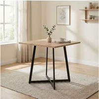 Homestyle4u Esstisch 80x80 Esszimmertisch Holztisch Küchentisch Eiche Schwarz modern, Braun, Kufen, stabil, kompakt