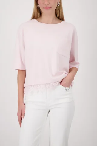 monari - Sweatshirt mit Spitzenborte french rose - Gr. - 42