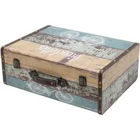HMF Aufbewahrungsbox Handgefertigter Vintage Koffer aus Holz, Deko Koffer, Geschenkkoffer im Fahrrad Design, 44 x 32 x 16 cm