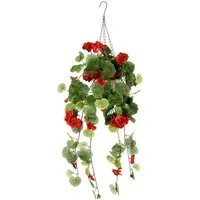 Kunstblume Geranien-Hänger mit Hängeampel Geranie Pflanze mit Blüten, I.GE.A., Höhe 80 cm, Künstliche Blumen Seidenblumen Sommerblüher Hängeblume