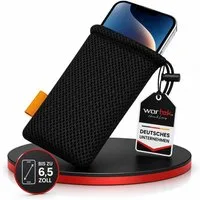 wortek Handyhülle Universal Handytasche Nylon Mesh Tasche Handysocke bis 6,5 Zoll, Netzbeutel mit Kordelzug für Handy, Powerbank, Kopfhörer uvm.