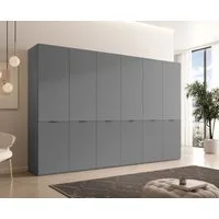 MOEBLO Drehtürenschrank MINEWRA NOVA 300 (mit 6 Türen – Moderner Kleiderschrank mit gefrästen Fronten, viel Stauraum für Schlafzimmer & Ankleidezimmer, Garderobenschrank mit viel Stauraum, 12 Einlegeböden & 4 Kleiderstangen, zeitloses Design) (BxHxT)
