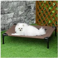 PawHut Tierbett Hundeliege, für Outdoor, Katzenbett, Schlafplatz, aus Stahl, 600D Oxford-Gewebe, Belastbarkeit bis 20 kg, Braun