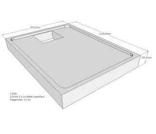 Neuesbad Wannenträger für Bette superflach 120x90x3,5 SD22086