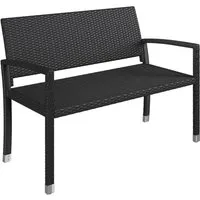 STEELSØN Gartenbank Mirador handgeflochtene Polyrattan Bank (2-Sitzer, schwarz), wetterfest & UV-beständig, ergonomische Outdoor-Bank, 120 cm Breite
