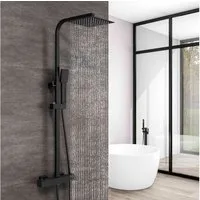 duschspa Duschsystem Duschset mit Thermostat 38℃ verstellbare Duschstange aus Edelstahl, 2 Strahlart(en), Regendusche mit quadratischem Duschkopf 20/30cm