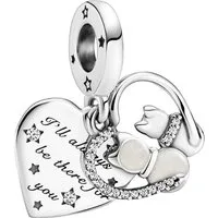 Pandora Charm-Einhänger PANDORA Herz Charm Katzen aus Sterlingsilber mit Zirkonia