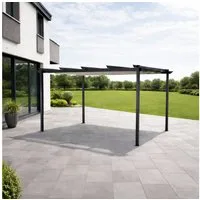 Leco Pergola Überdachung Sonnendach Pavillon Aluminium Luxus Pergola 4 x 3 m, BxTxH: 400x300x225 cm, Gestell aus Aluminium und Stahlrohr pulverbeschichtet