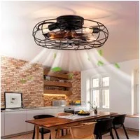 BBWL Deckenventilator mit Licht und Fernbedienung, leiser 6-Gang DC Motor, umkehrbar, 19 Zoll Niedrigprofil Käfig Deckenventilato, bündig montiert für Räume