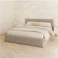 FDM Polsterbett AMBER modern mit Bettkasten MADE IN EU - mit Cord Bezug (verfügbar 90x200 120x200 140x200 160x200 180x200cm, Bettrahmen, Bett, mit großen gepolsterten Kopfteil, mit Bettkasten zum aufklappen), Hebbarer Metallrahmen, Bettkasten, mit/oh