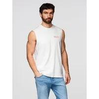 OMBRE Tanktop Herren Tank Top Loose Fit Baumwolle Uni Weiß XL (kein Set, 1-tlg) Kontrastierende Details