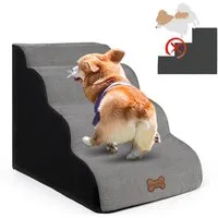 CALIYO Hunderampe Hundetreppe 3 Schichten Haustiertreppe Hundetreppe Katzentreppe, für Kleine Hunde Welpe Katzen aus Sofa Bett rutschfest