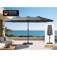 ONDIS24 Sonnenschirm Gartenschirm XXL 460cm, Marktschirm, Terassenschirm, mit Kurbelmechanik, UV 80, Bespannung aus 100 % Polyester, 180 g/m²