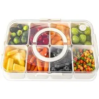 Elegear Vorratsdose Snackbox mit 8 Fächern, Snackteller mit Deckel und Griff, Snackschale, Polypropylen, (1-tlg., 1x Snackbox mit Deckel und Griff), Snackdose Organizer für Snacks Süßigkeiten Nüsse Obst Gewürze