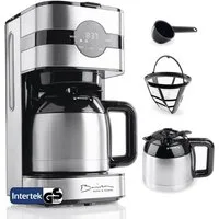 Barista Filterkaffeemaschine mit Thermokanne LED-Display 900W Edelstahl, 24h Timer & Permanentfilter, Für 8 Tassen Kaffee