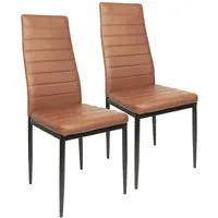 JEOBEST Esszimmerstuhl (2er-Set), Eleganter Stuhl mit hoher Rückenlehne, Kunstleder-Bezug, Polsterstuhl mit Metallbeinen
