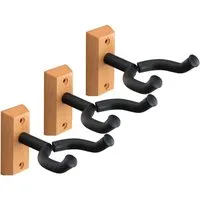 Classic Cantabile Gitarrenständer Gitarrenwandhalter Holz, (Spar-Set, 3-tlg), universal geeignet für E-Gitarre, Konzertgitarre, Bass und Banjo