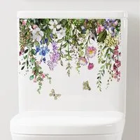 GarveeMore Wandsticker Grüne Pflanzenblätter Blumen Toilettenaufkleber Selbstklebende