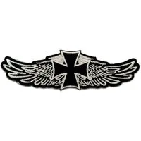Catch the Patch Aufnäher Bügelbild, Aufbügler, Applikationen, Patches, Flicken, zum aufbügeln, Polyester, Chopper Kreuz Biker - Größe: 12,2 x 3,9 cm
