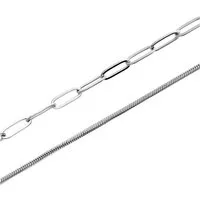 JEWLIX Edelstahlkette Layerkette Grobe Glieder und Sleek Kette in Silber N5143