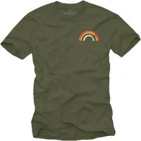 MAKAYA T-Shirt mit Regenbogen Streifen Vintage Regenbogenfarben Herren (Schwarz, Blau, Grau, Blaugrau, Weiß, Grün, Lila, S, XL, 3XL, 4XL, 5XL, L, M, XXL) Baumwolle