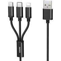 Remax 3in1 Nylon Ladegerät 2.8A Micro USB TYP-C Anschluss Schnellladekabel Smartphone-Kabel, (115 cm)