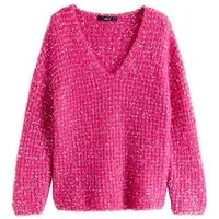 Next V-Ausschnitt-Pullover Grobstrickpullover mit Lametta und V-Ausschnitt (1-tlg)