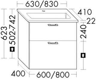 Burgbad Keramik-Waschtisch+Waschtischunterschrank System 30 Preisgruppe 4 Sana Schilf SHAC063F3362C0001
