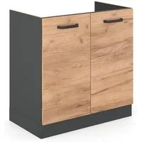 Vicco Unterschrank R-Line, Goldkraft Eiche/Anthrazit, 80 cm ohne Arbeitsplatte (1-St)