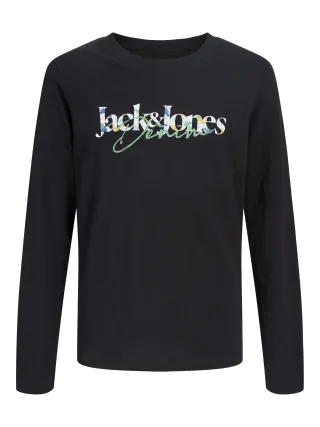 JACK&JONES - JJTOM TEE LS CREW NECK JNR Schwarz - Gr. - 152