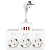 Athlix 3 Fach Steckdosenverlängerung mit USB Ladeports Steckdosenleiste 4000W Mehrfachsteckdose 7-fach (Kindersicherung, Überstrom-, Kurzschluss- und Überhitzungsschutz), 3 USB A + 1 USB C Anschluss, Umfassende Schutzfunktionen